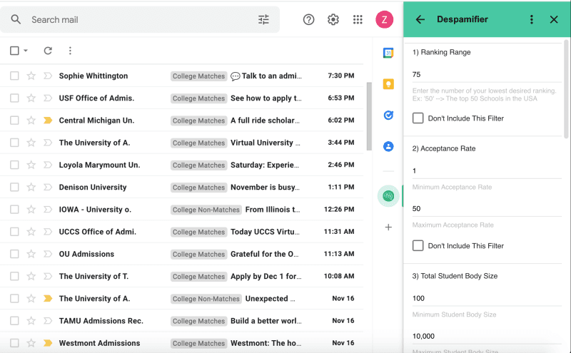Email de-spamifier demo